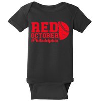Red October Philadelphia Skyline Retro Philly Cityscap Baby Bodysuit