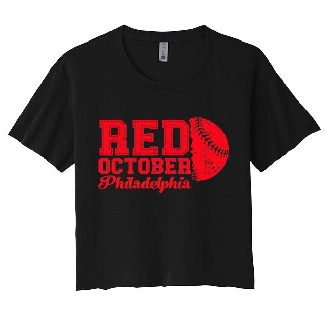 Red October Philadelphia Skyline Retro Philly Cityscap Crop Top