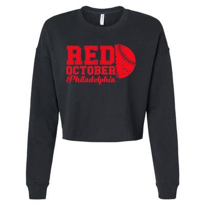 Red October Philadelphia Skyline Retro Philly Cityscap Cropped Pullover Crew