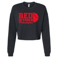 Red October Philadelphia Skyline Retro Philly Cityscap Cropped Pullover Crew