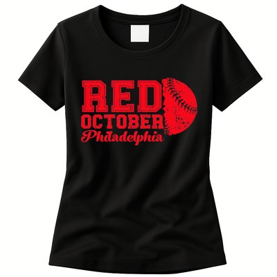 Red October Philadelphia Skyline Retro Philly Cityscap Womens T-Shirt