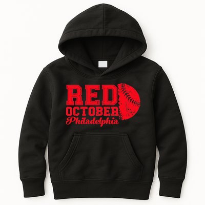 Red October Philadelphia Skyline Retro Philly Cityscap Kids Hoodie