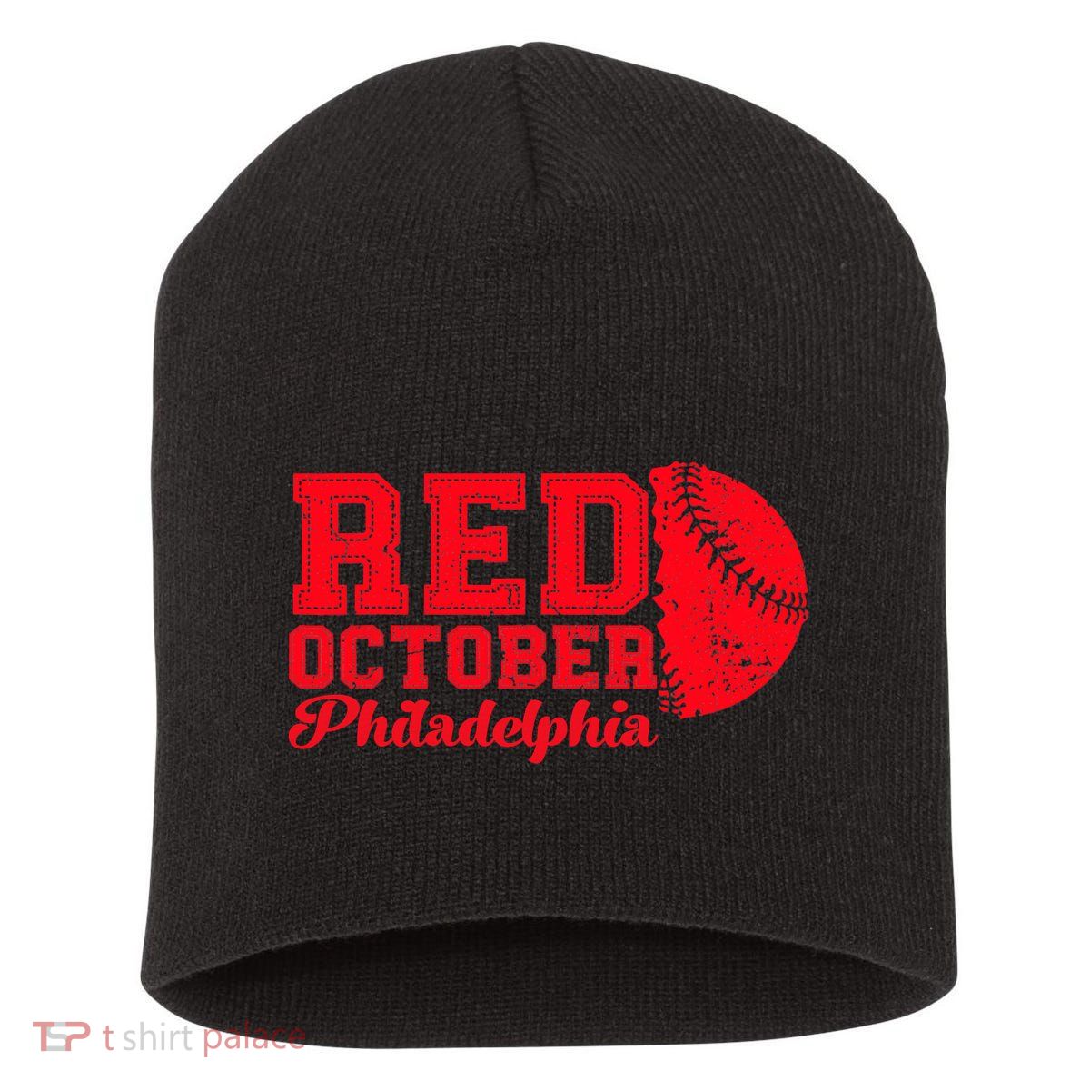 Red October Philadelphia Skyline Retro Philly Cityscap Short Acrylic Beanie