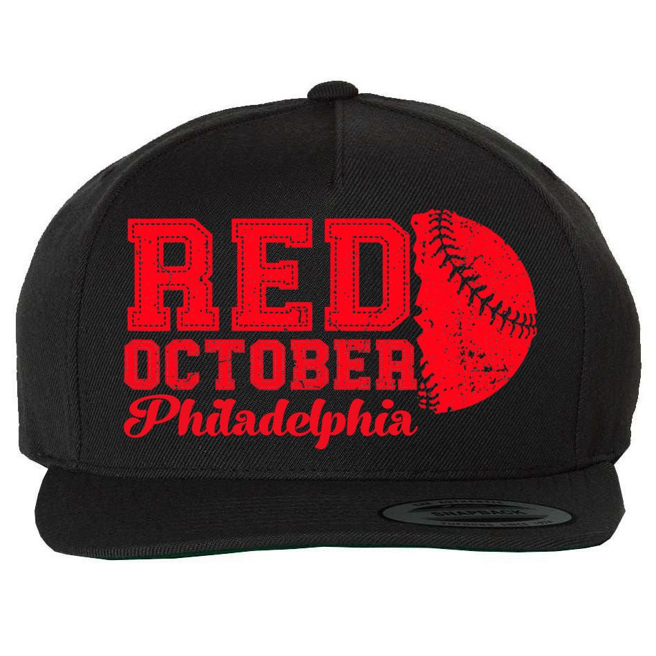 Red October Philadelphia Skyline Retro Philly Cityscap Wool Snapback Cap