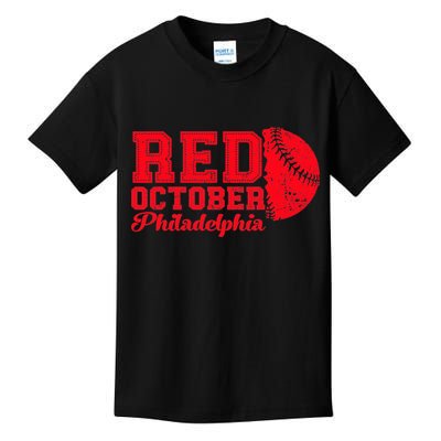 Red October Philadelphia Skyline Retro Philly Cityscap Kids T-Shirt