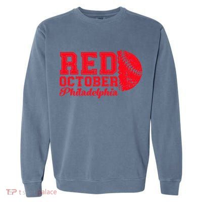 Red October Philadelphia Skyline Retro Philly Cityscap Garment-Dyed Sweatshirt