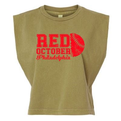 Red October Philadelphia Skyline Retro Philly Cityscap Garment-Dyed Women's Muscle Tee