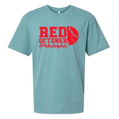 Red October Philadelphia Skyline Retro Philly Cityscap Sueded Cloud Jersey T-Shirt