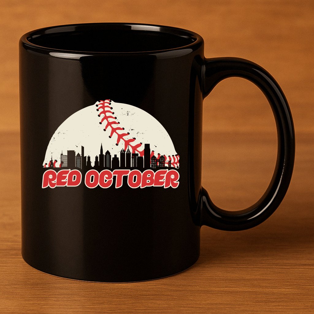 Red October Philadelphia Baseball 11oz C Handle Ceramic Mug