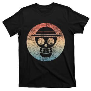 Retro One Pirate Flag Skull Sunset Blank Piece T-Shirt