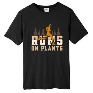 Runs On Plants Runner Marathon Athlete Running Gift Tall Fusion ChromaSoft Performance T-Shirt