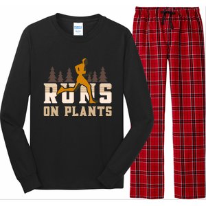 Runs On Plants Runner Marathon Athlete Running Gift Long Sleeve Pajama Set