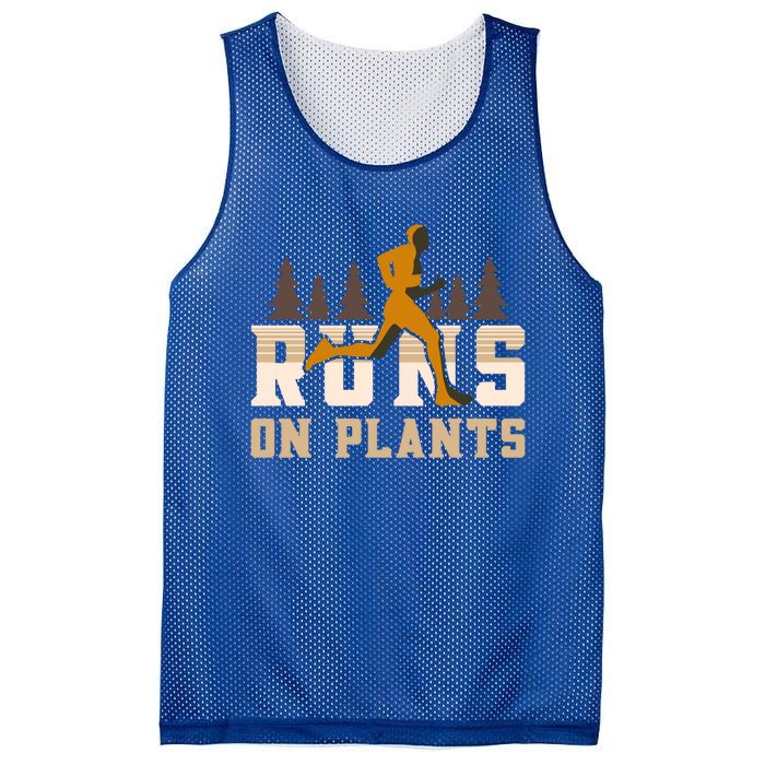 Runs On Plants Runner Marathon Athlete Running Gift Mesh Reversible Basketball Jersey Tank