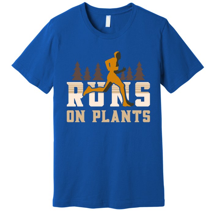 Runs On Plants Runner Marathon Athlete Running Gift Premium T-Shirt