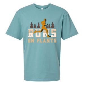 Runs On Plants Runner Marathon Athlete Running Gift Sueded Cloud Jersey T-Shirt