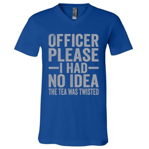 Retro Officer Please I Had No Idea The Tea Was Twisted Funny Great Gift V-Neck T-Shirt