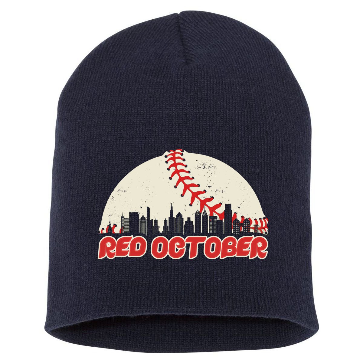 Red October Philadelphia Baseball Short Acrylic Beanie