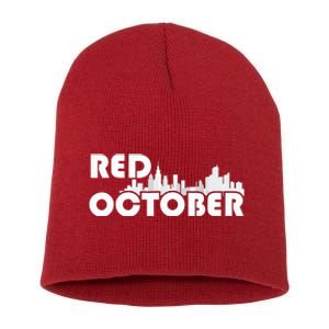 Red October Philly_ Philadelphia Baseball Fan Support Short Acrylic Beanie