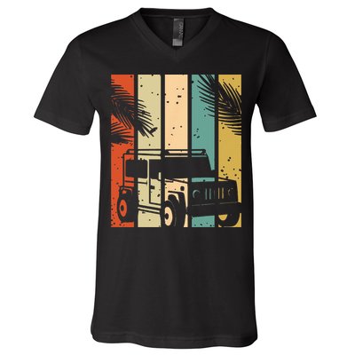 Retro Off Road Vehicle V-Neck T-Shirt
