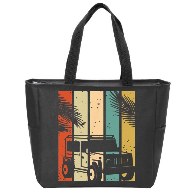 Retro Off Road Vehicle Zip Tote Bag