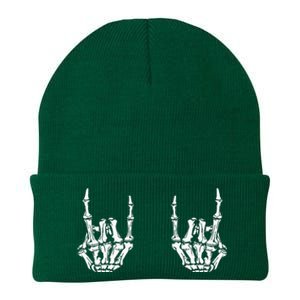 Rock On Rock Star Skeleton Hands Rocker Funny Halloween Knit Cap Winter Beanie