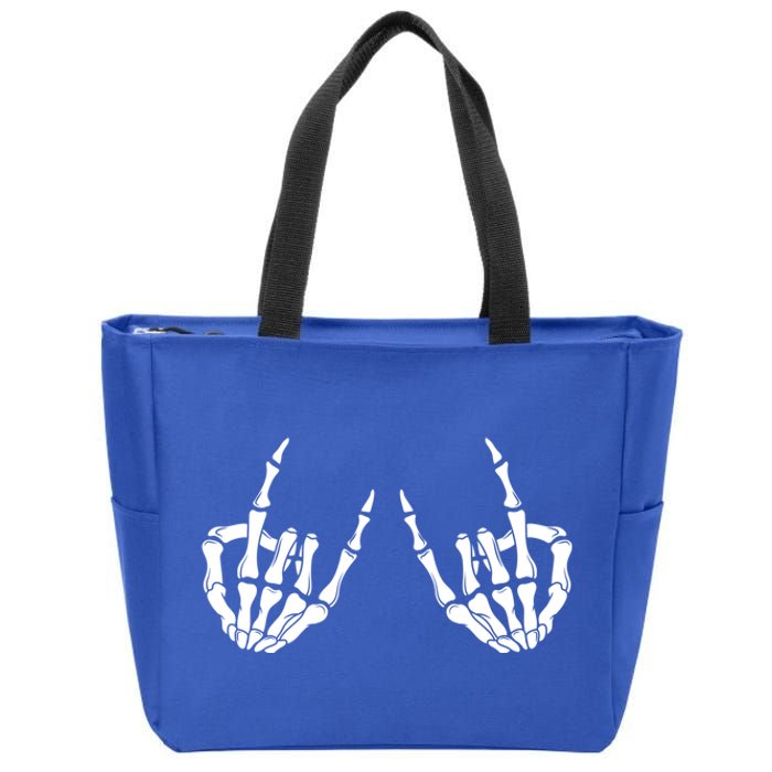 Rock On Rock Star Skeleton Hands Rocker Spooky Halloween Cool Gift Zip Tote Bag