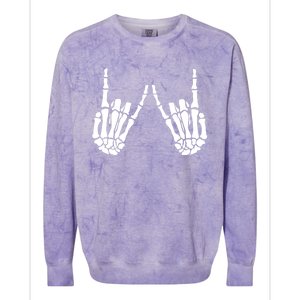 Rock On Rock Star Skeleton Hands Trendy Halloween Skeleton Gift Colorblast Crewneck Sweatshirt