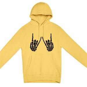 Rock On Rock Star Skeleton Hands Trendy Halloween Skeleton Gift Premium Pullover Hoodie