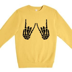 Rock On Rock Star Skeleton Hands Trendy Halloween Skeleton Gift Premium Crewneck Sweatshirt