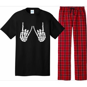 Rock On Rock Star Skeleton Hands Trendy Halloween Skeleton Gift Pajama Set