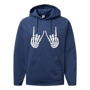 Rock On Rock Star Skeleton Hands Trendy Halloween Skeleton Gift Performance Fleece Hoodie