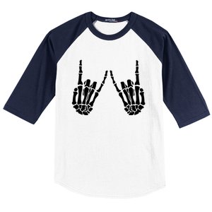 Rock On Rock Star Skeleton Hands Trendy Halloween Skeleton Gift Baseball Sleeve Shirt