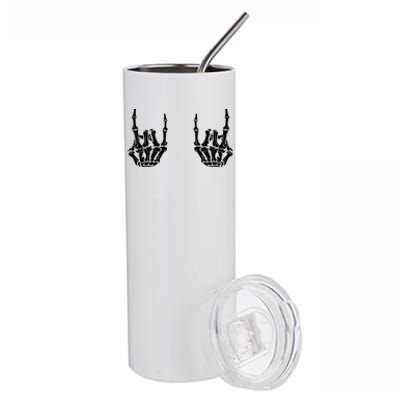 Rock On Rock Star Skeleton Hands Rocker Funny Halloween Gift Stainless Steel Tumbler