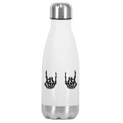 Rock On Rock Star Skeleton Hands Rocker Funny Halloween Gift Stainless Steel Insulated Water Bottle