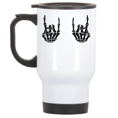 Rock On Rock Star Skeleton Hands Rocker Funny Halloween Gift Stainless Steel Travel Mug