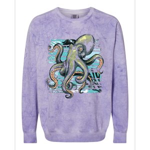 Retro Octopus Colorblast Crewneck Sweatshirt