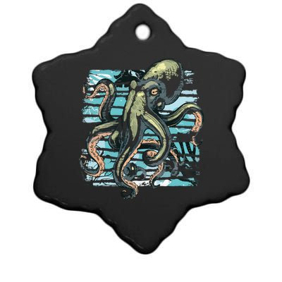 Retro Octopus Ceramic Star Ornament