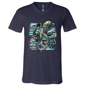 Retro Octopus V-Neck T-Shirt