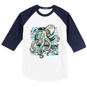 Retro Octopus Baseball Sleeve Shirt