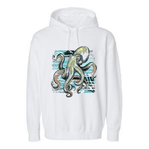 Retro Octopus Garment-Dyed Fleece Hoodie