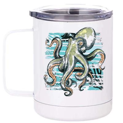 Retro Octopus 12 oz Stainless Steel Tumbler Cup