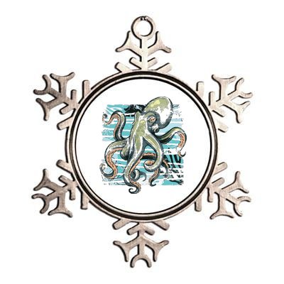 Retro Octopus Metallic Star Ornament