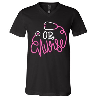 Registered Operating Room Nursing Stethoscope OR Nurse V-Neck T-Shirt