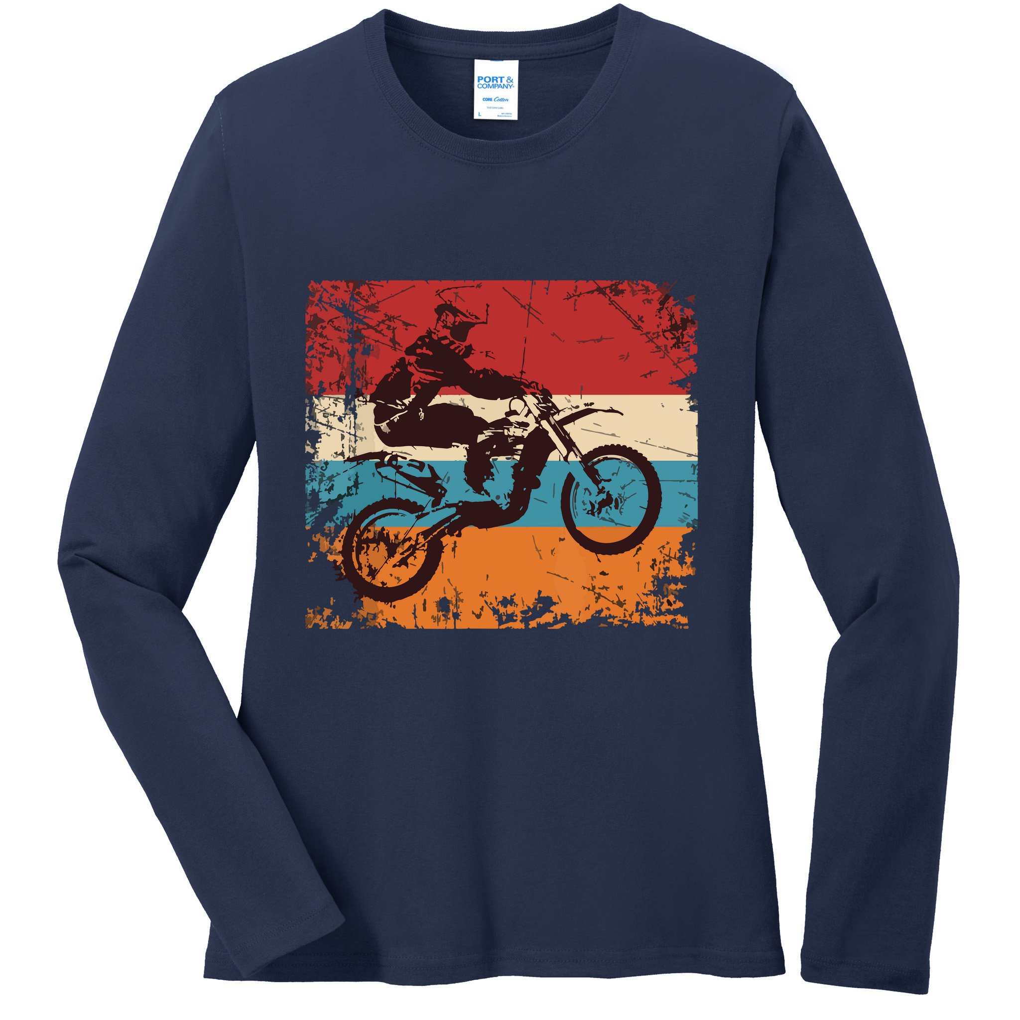 Retro Off Road Motorcycle Motocross Gift Ladies Long Sleeve Shirt