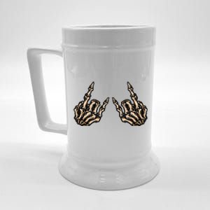 Rock On Rock Star Skeleton Hands Rock And Roll Music Vibes Meaningful Gift Beer Stein