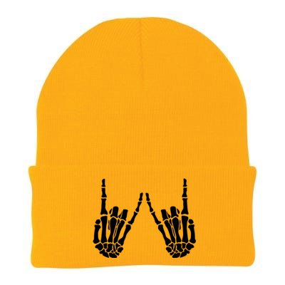 Rock On Rock Star Skeleton Hands Rocker Funny Halloween Cool Gift Knit Cap Winter Beanie