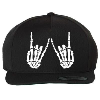 Rock On Rock Star Skeleton Hands Rocker Funny Halloween Cool Gift Wool Snapback Cap