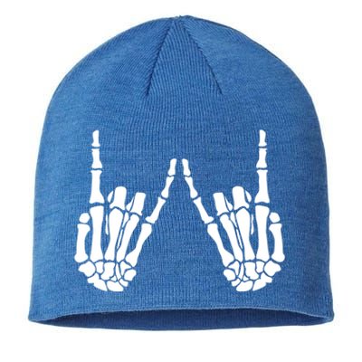 Rock On Rock Star Skeleton Hands Rocker Funny Halloween Cool Gift Sustainable Beanie