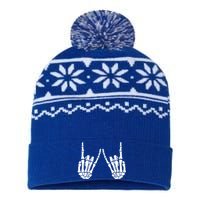 Rock On Rock Star Skeleton Hands Rocker Funny Halloween Cool Gift USA-Made Snowflake Beanie