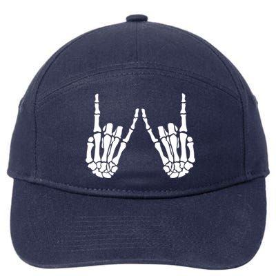 Rock On Rock Star Skeleton Hands Rocker Funny Halloween Cool Gift 7-Panel Snapback Hat